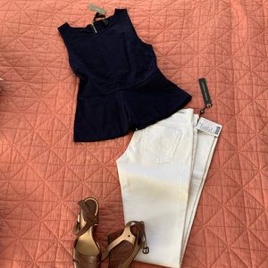 J Crew navy peplum top